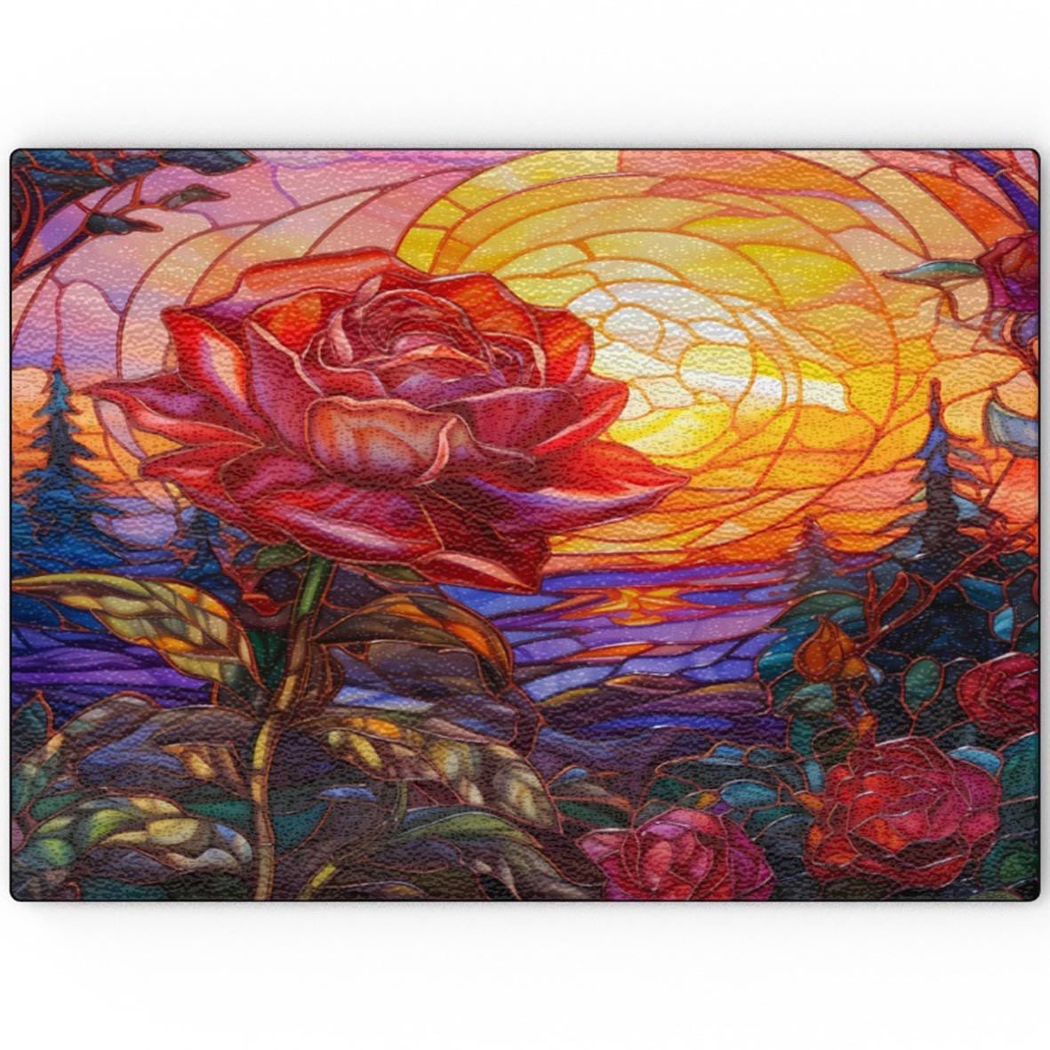 Beauty At Sunset Stained Window Effect - Glass Chopping Board