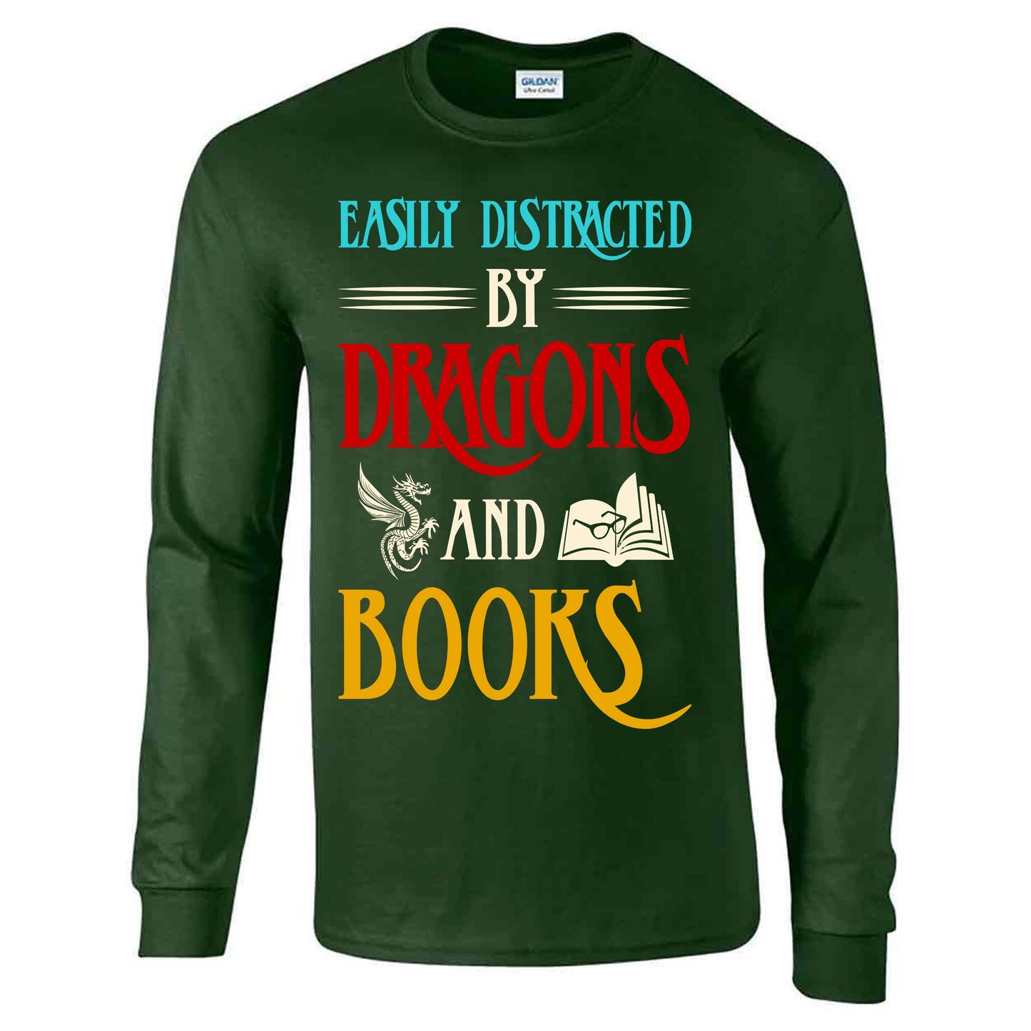 Easily Distracted By Dragons And Books - Long Sleeve T-shirt