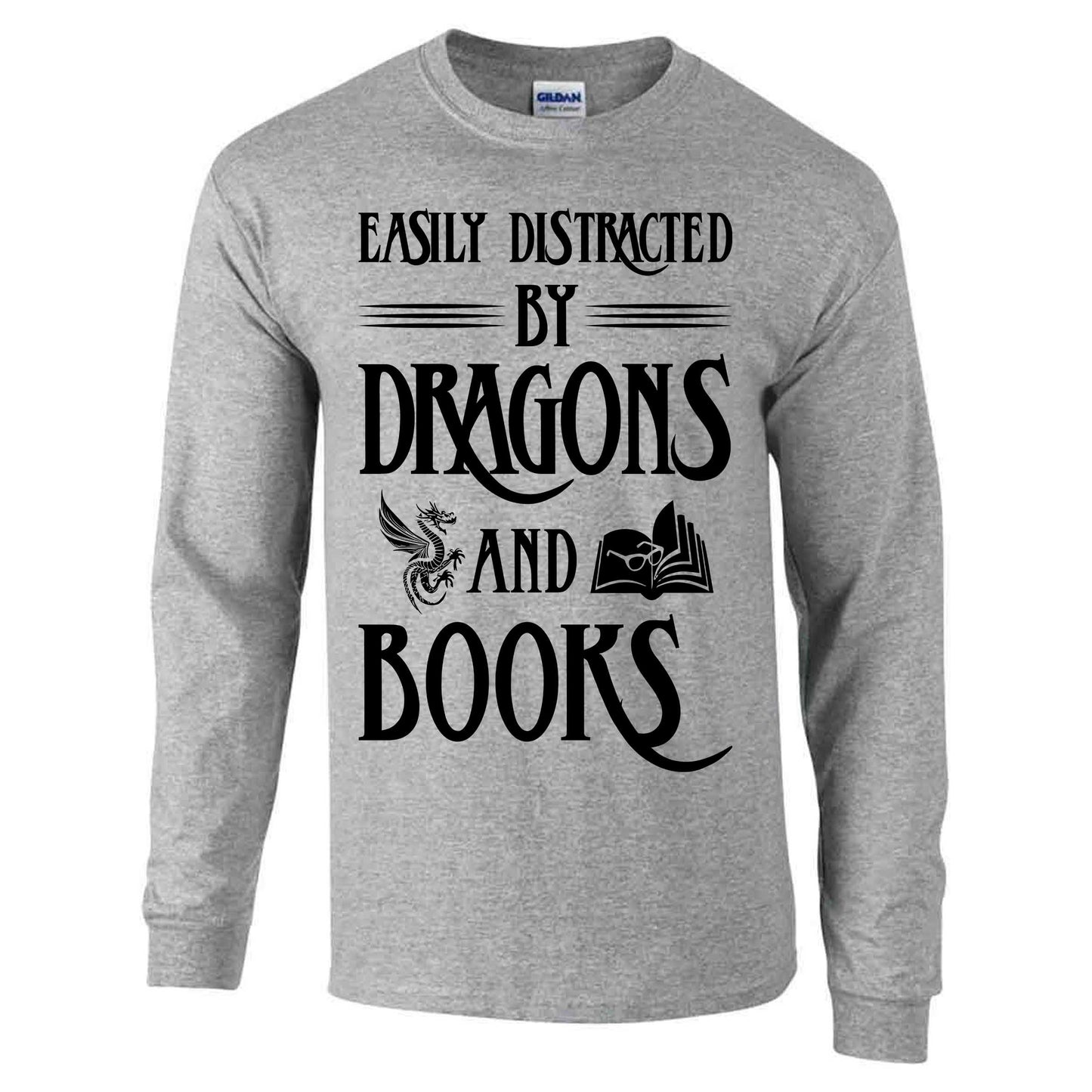 Easily Distracted By Dragons And Books - Long Sleeve T-shirt