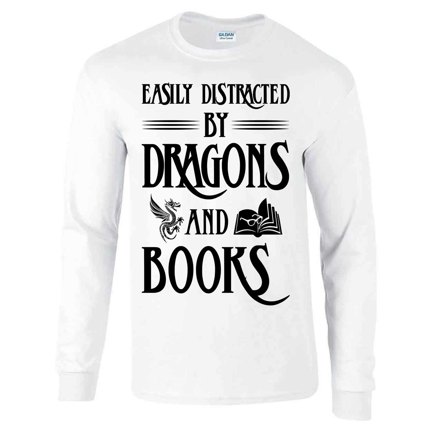 Easily Distracted By Dragons And Books - Long Sleeve T-shirt
