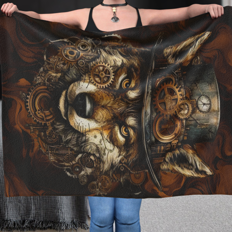 Steampunk Wolf - Polar Fleece Blanket