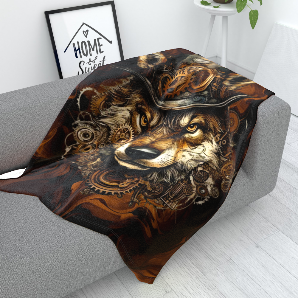 Steampunk Wolf - Polar Fleece Blanket