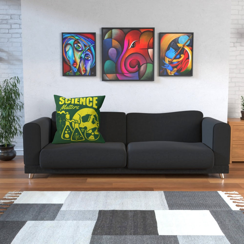Science Matters - Green Cushion, Double-Sided