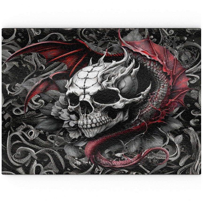 Skull With Dragon Spirit - Glass Chopping Board