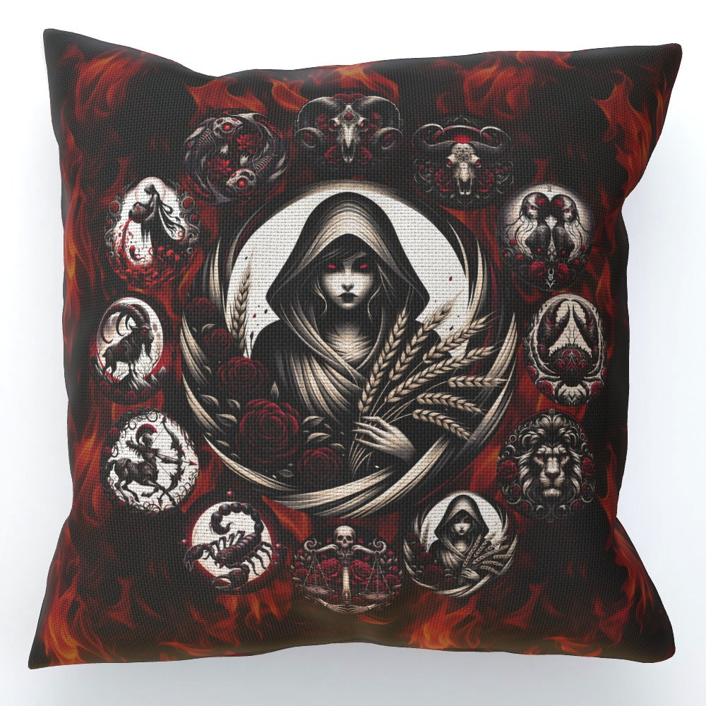 Virgo Hell's Zodiac Cushion, Double-Sided