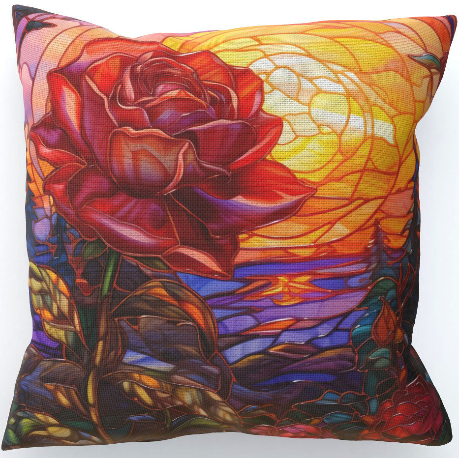Beauty At Sunset, Stained Glass Window Effect Cushion