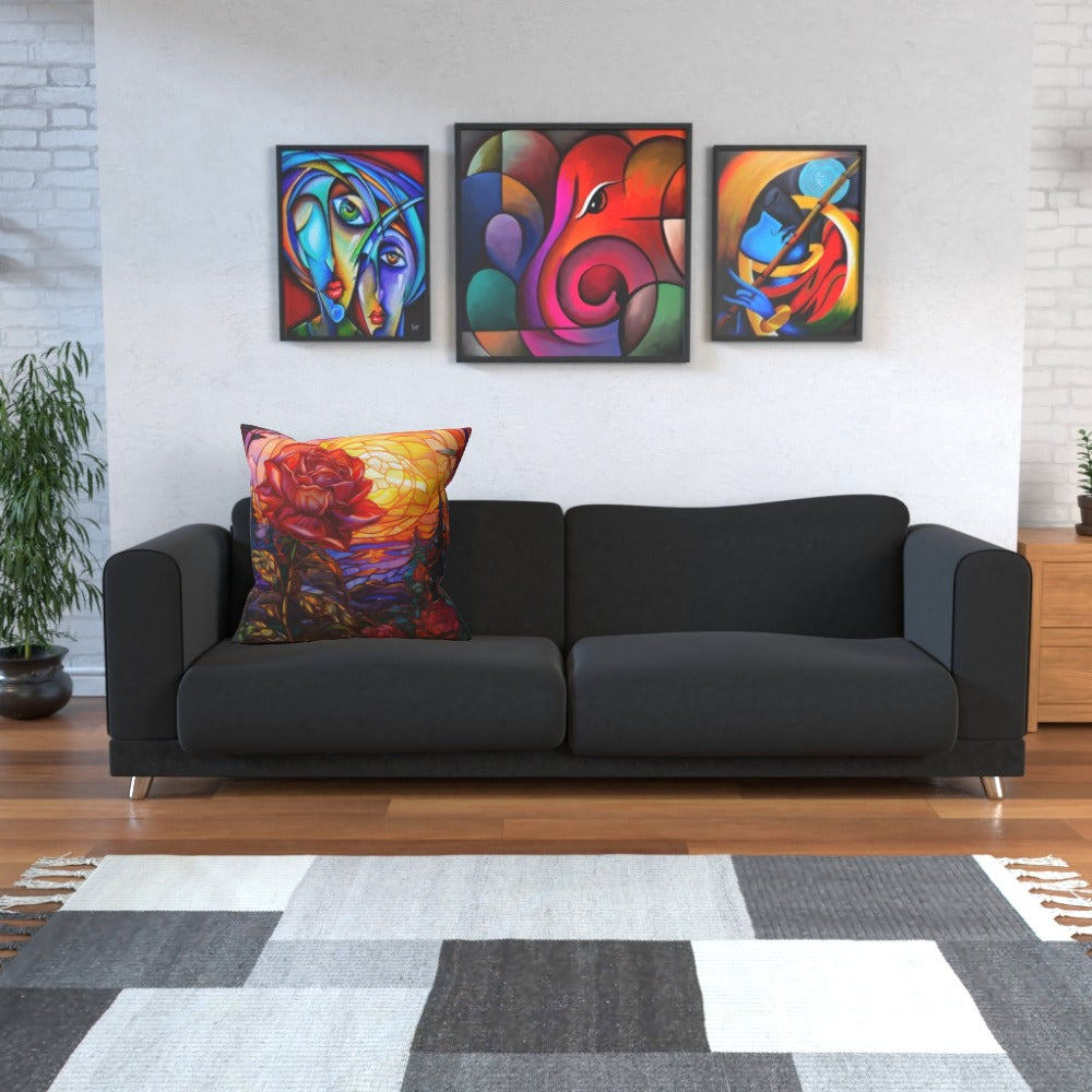 Beauty At Sunset, Stained Glass Window Effect Cushion
