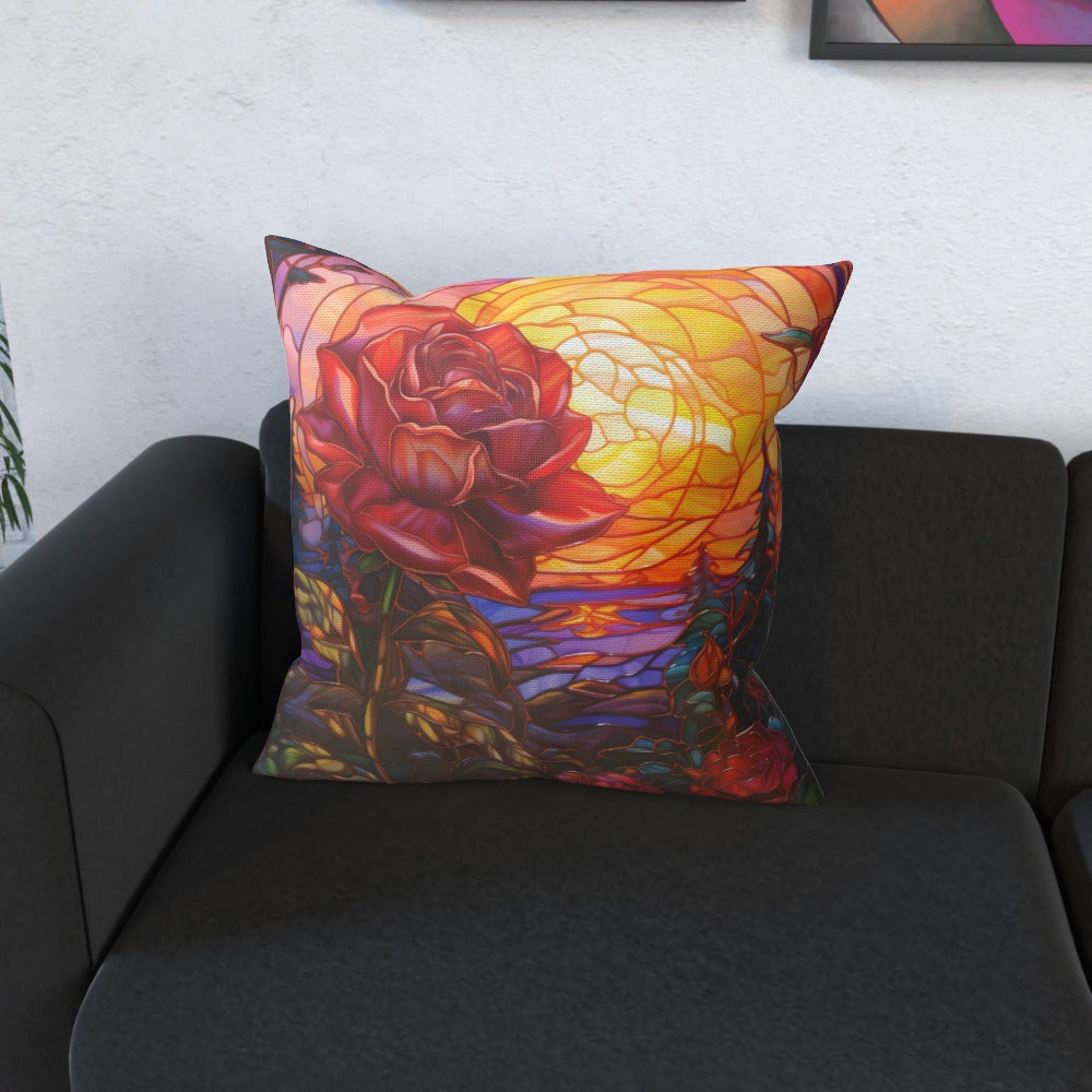 Beauty At Sunset, Stained Glass Window Effect Cushion
