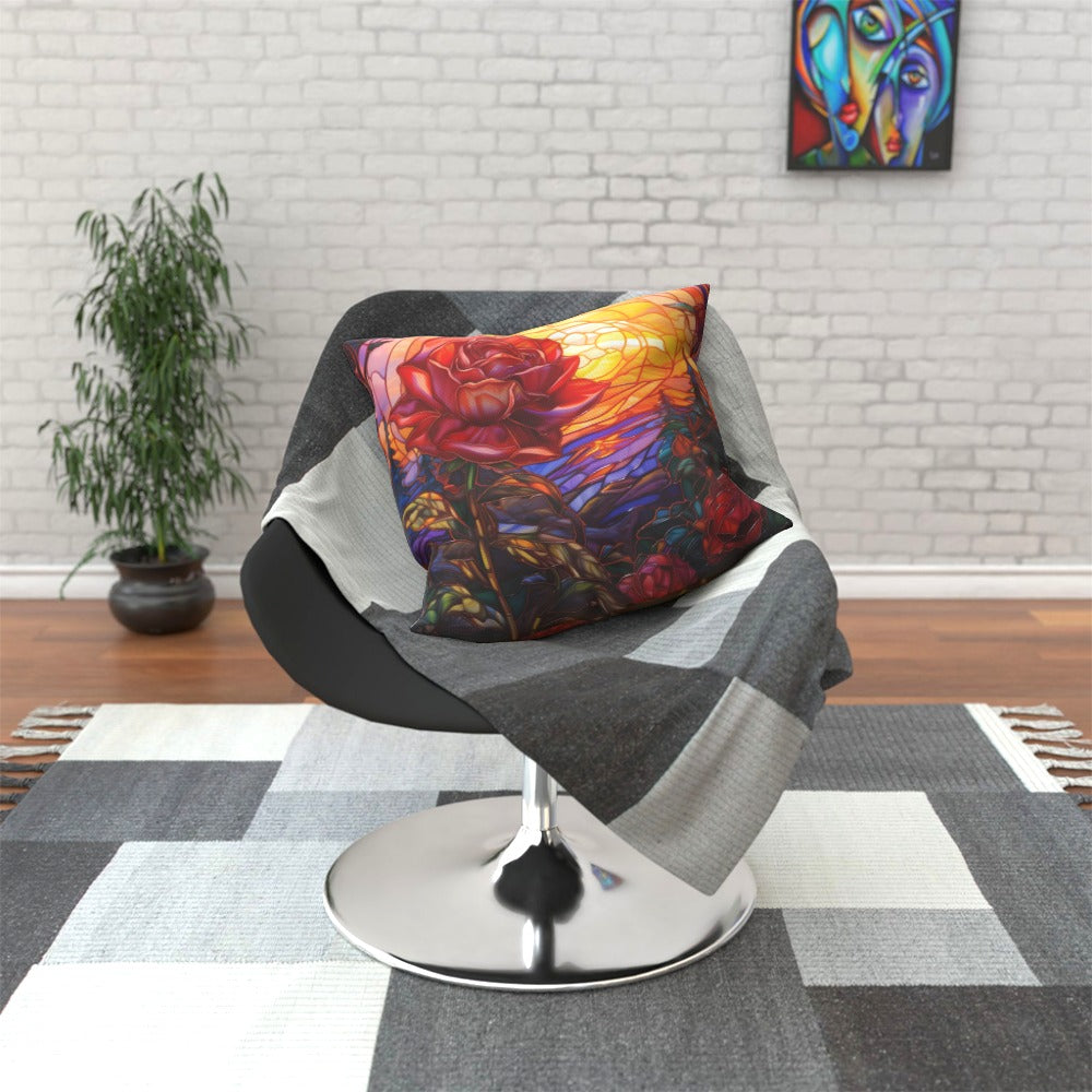 Beauty At Sunset, Stained Glass Window Effect Cushion