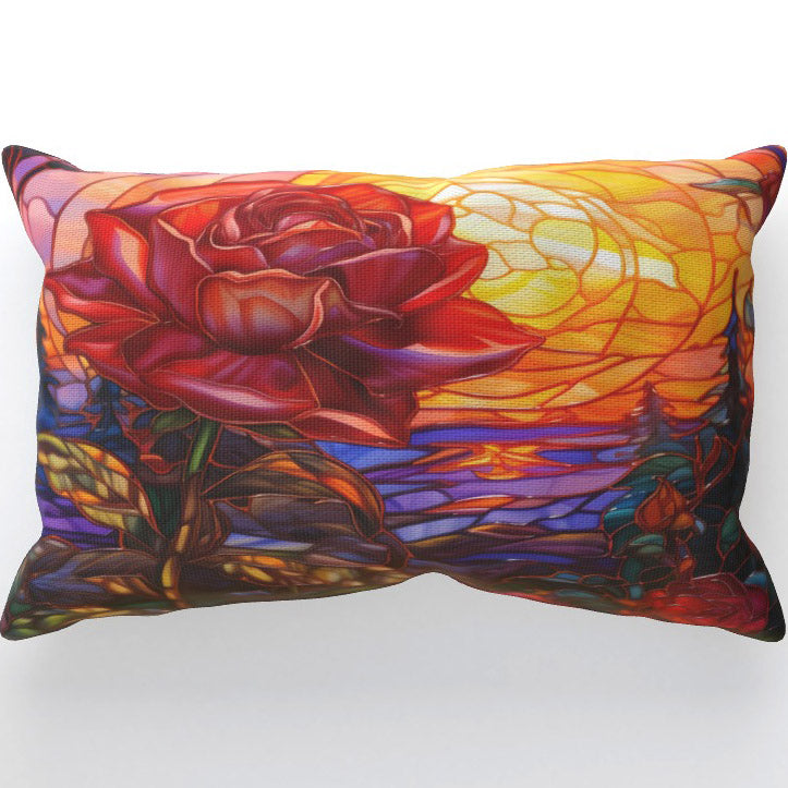 Beauty At Sunset, Stained Glass Window Effect Cushion