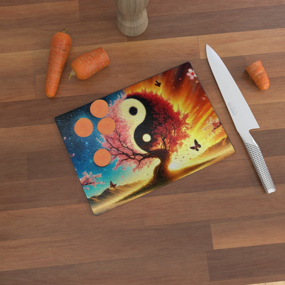 Tree of Cosmic Balance - Glass Chopping Board