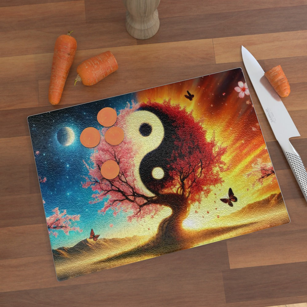 Tree of Cosmic Balance - Glass Chopping Board