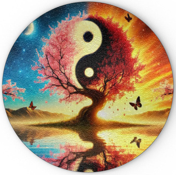 Tree of Cosmic Balance - Glass Chopping Board