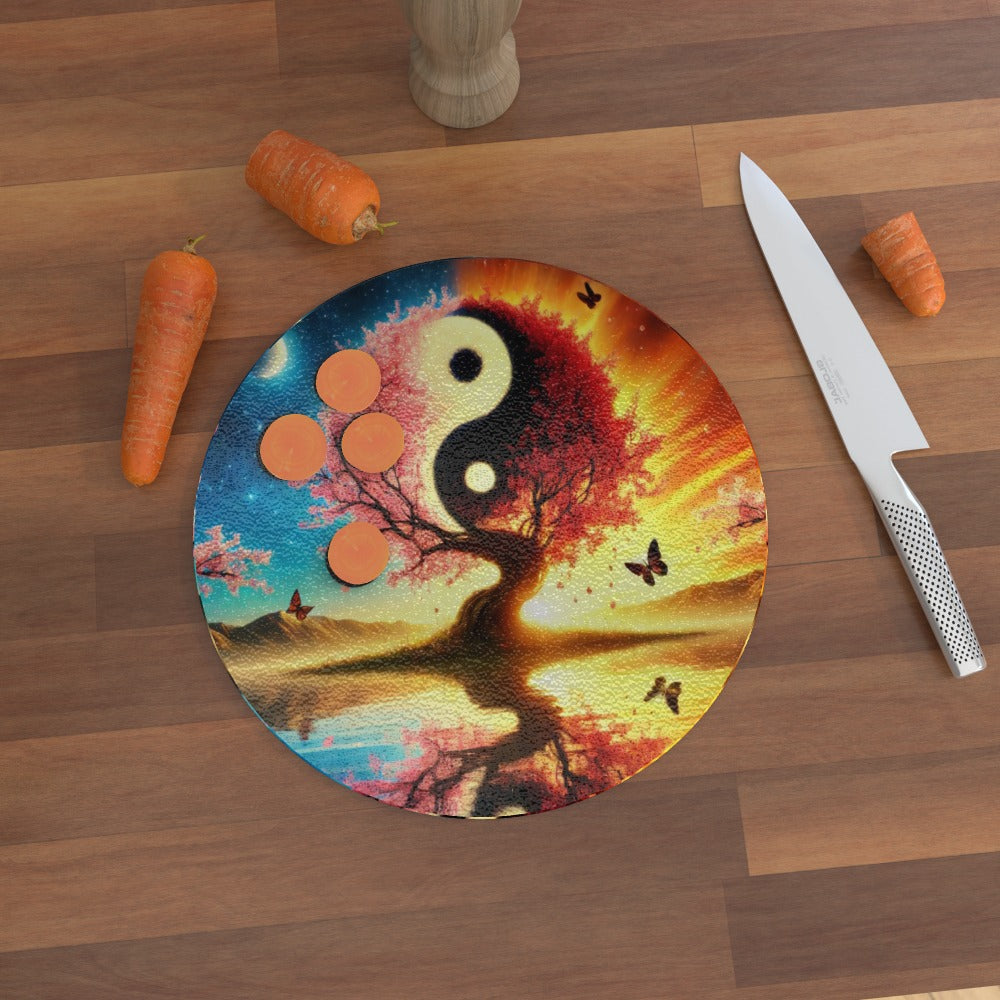 Tree of Cosmic Balance - Glass Chopping Board