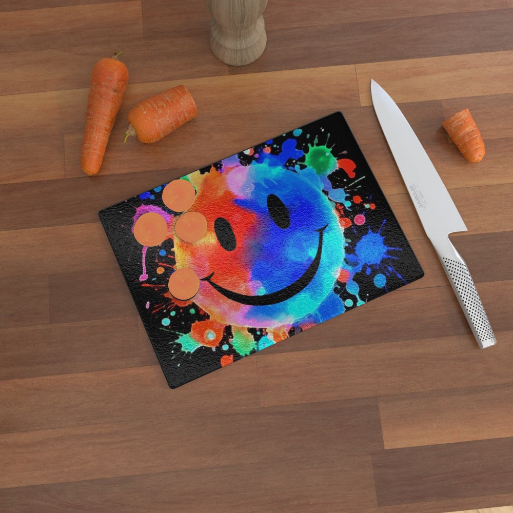 A Splash Of Happy - Glass Chopping Board
