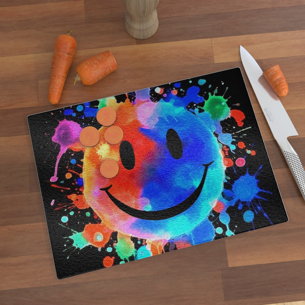 A Splash Of Happy - Glass Chopping Board