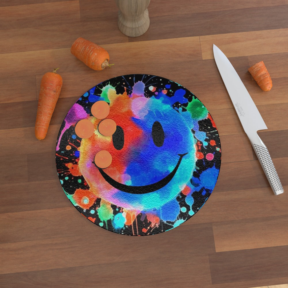A Splash Of Happy - Glass Chopping Board
