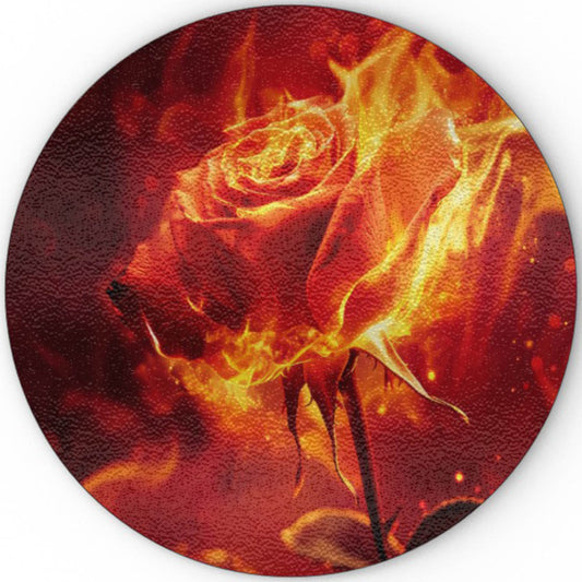 Flaming Rose Glass Chopping Board