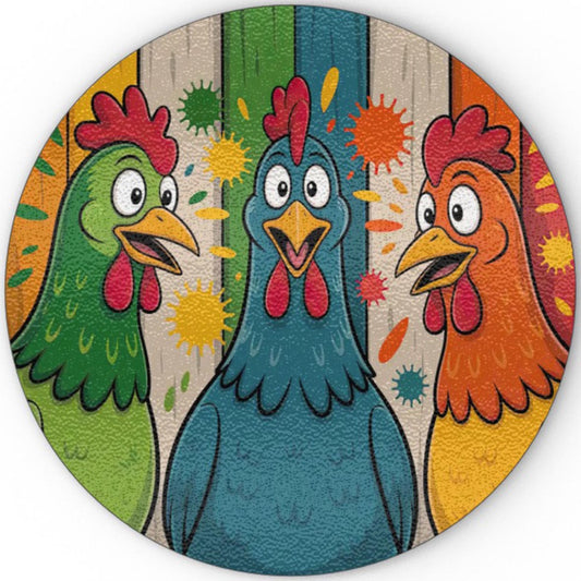 Happy Chatty Chickens - Glass Chopping Board