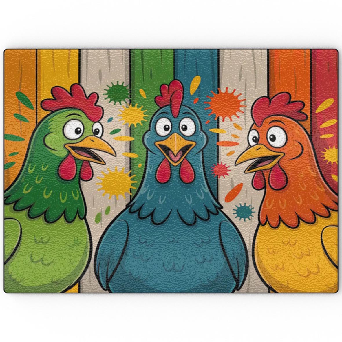 Happy Chatty Chickens - Glass Chopping Board