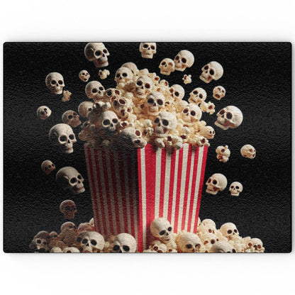 Horror Movie Popcorn - Glass Chopping Board