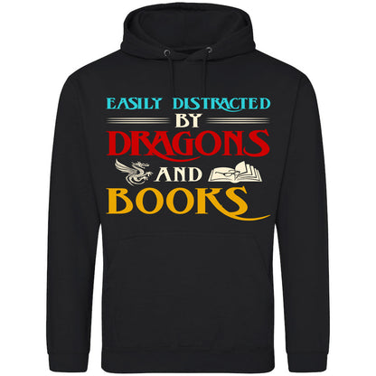 Easily Distracted By Dragons And Books Hoodie