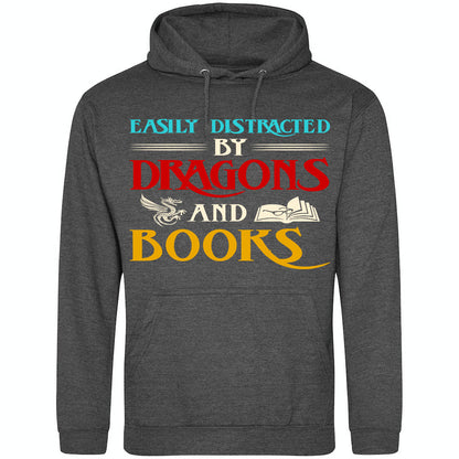 Easily Distracted By Dragons And Books Hoodie