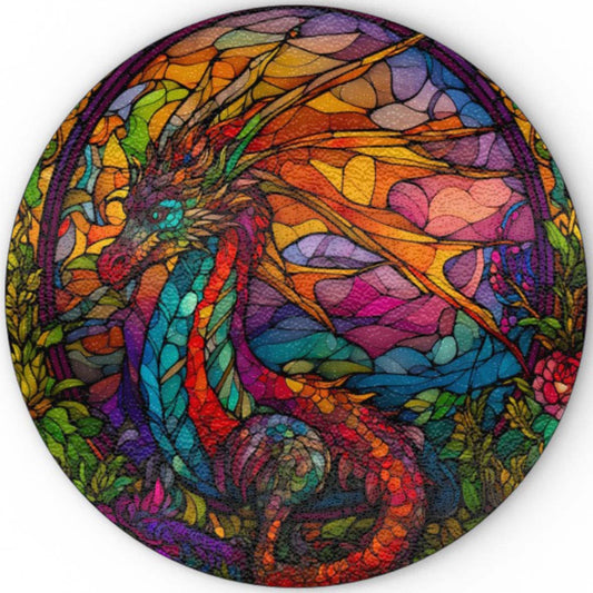 Magical Wishing Dragon (Stained Window Effect) - Glass Chopping Board