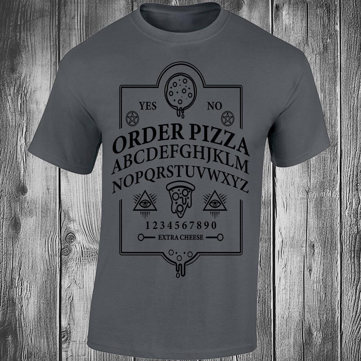 Ouija Pizza Order - Dark Grey T-shirt