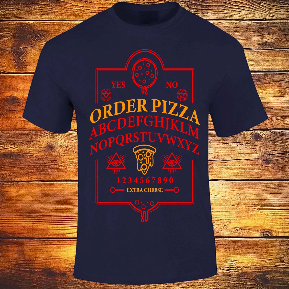 Ouija Pizza Order - Navy T-shirt