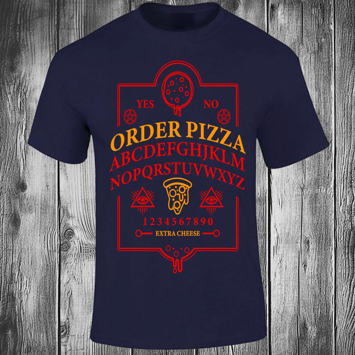 Ouija Pizza Order - Navy T-shirt