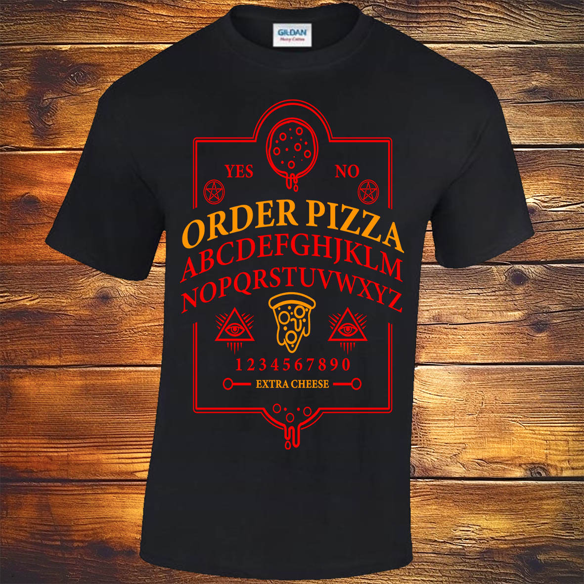 Ouija Pizza Order - Black T-shirt