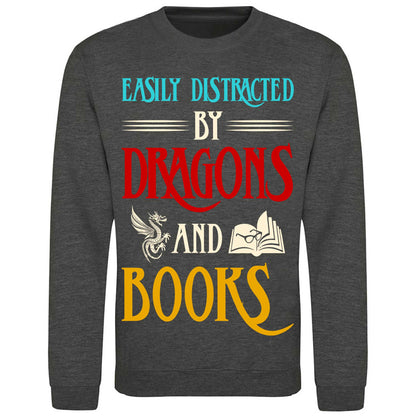 Easily Distracted By Dragons And Books - Sweatshirt