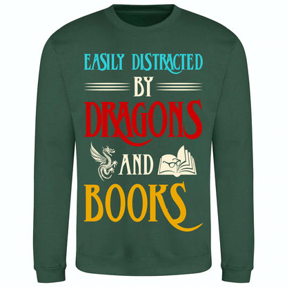 Easily Distracted By Dragons And Books - Sweatshirt