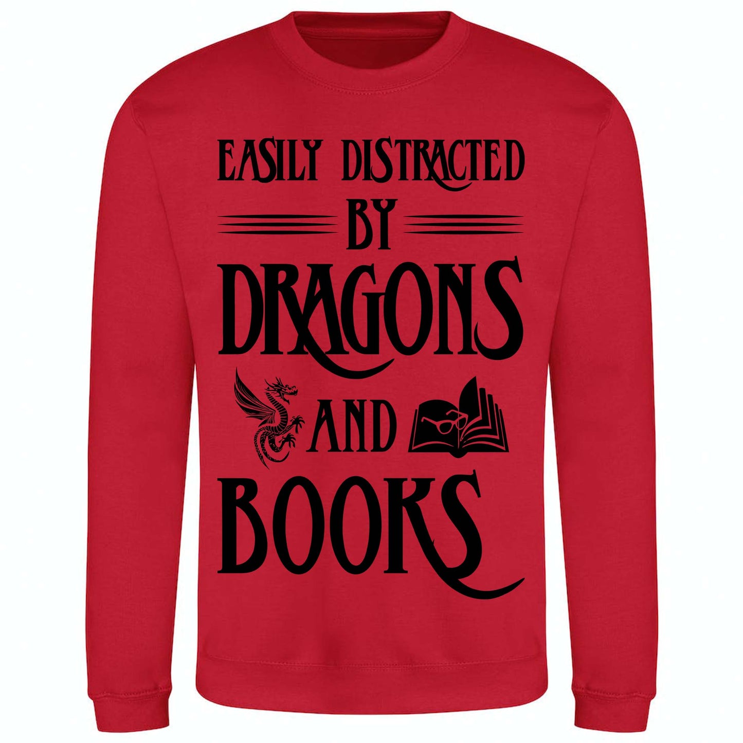 Easily Distracted By Dragons And Books - Sweatshirt