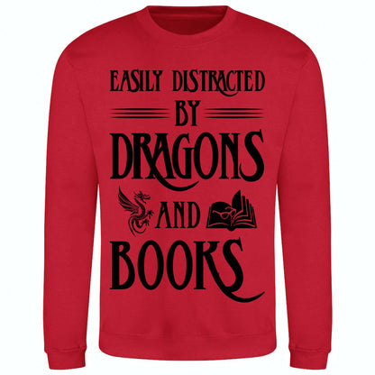 Easily Distracted By Dragons And Books - Sweatshirt