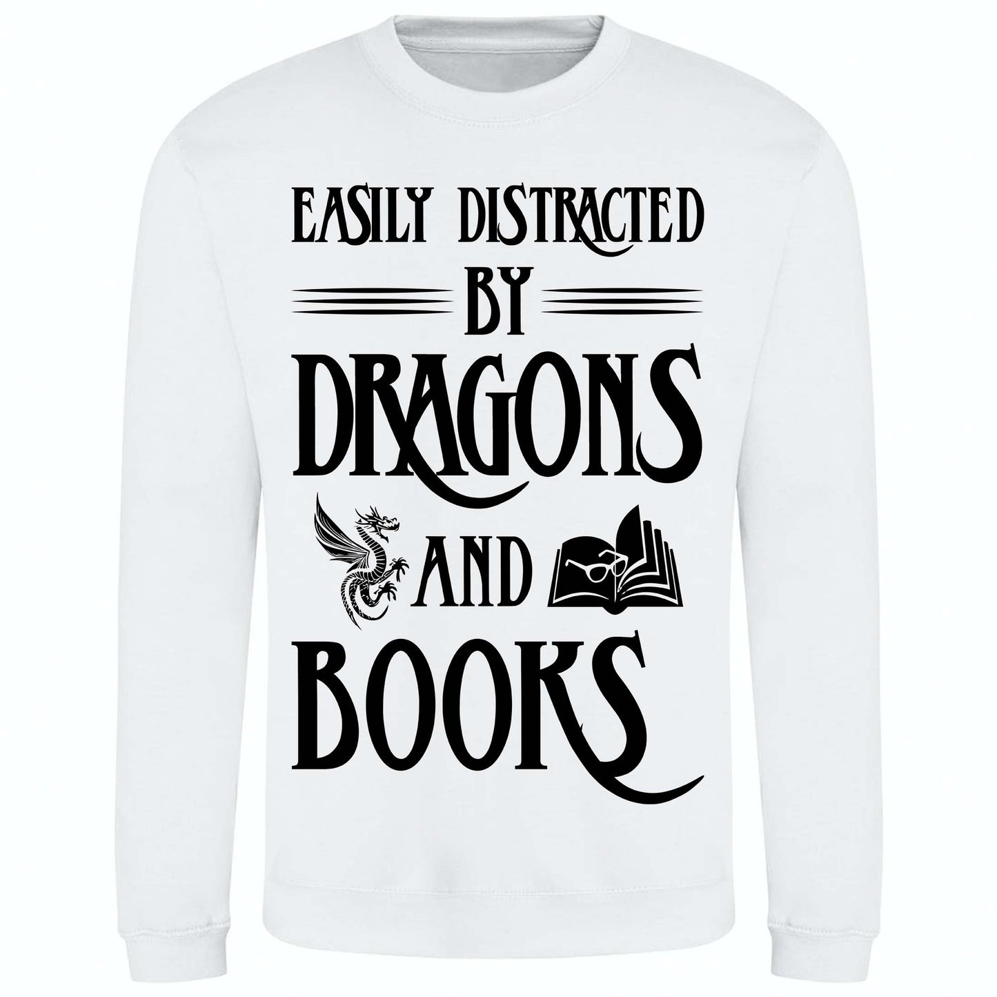 Easily Distracted By Dragons And Books - Sweatshirt