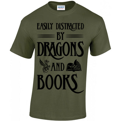 Easily Distracted By Dragons And Books T-shirt