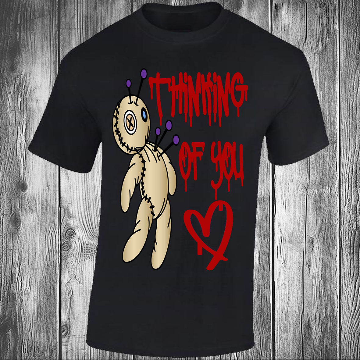 Thinking Of You Voodoo Doll - Black T-shirt