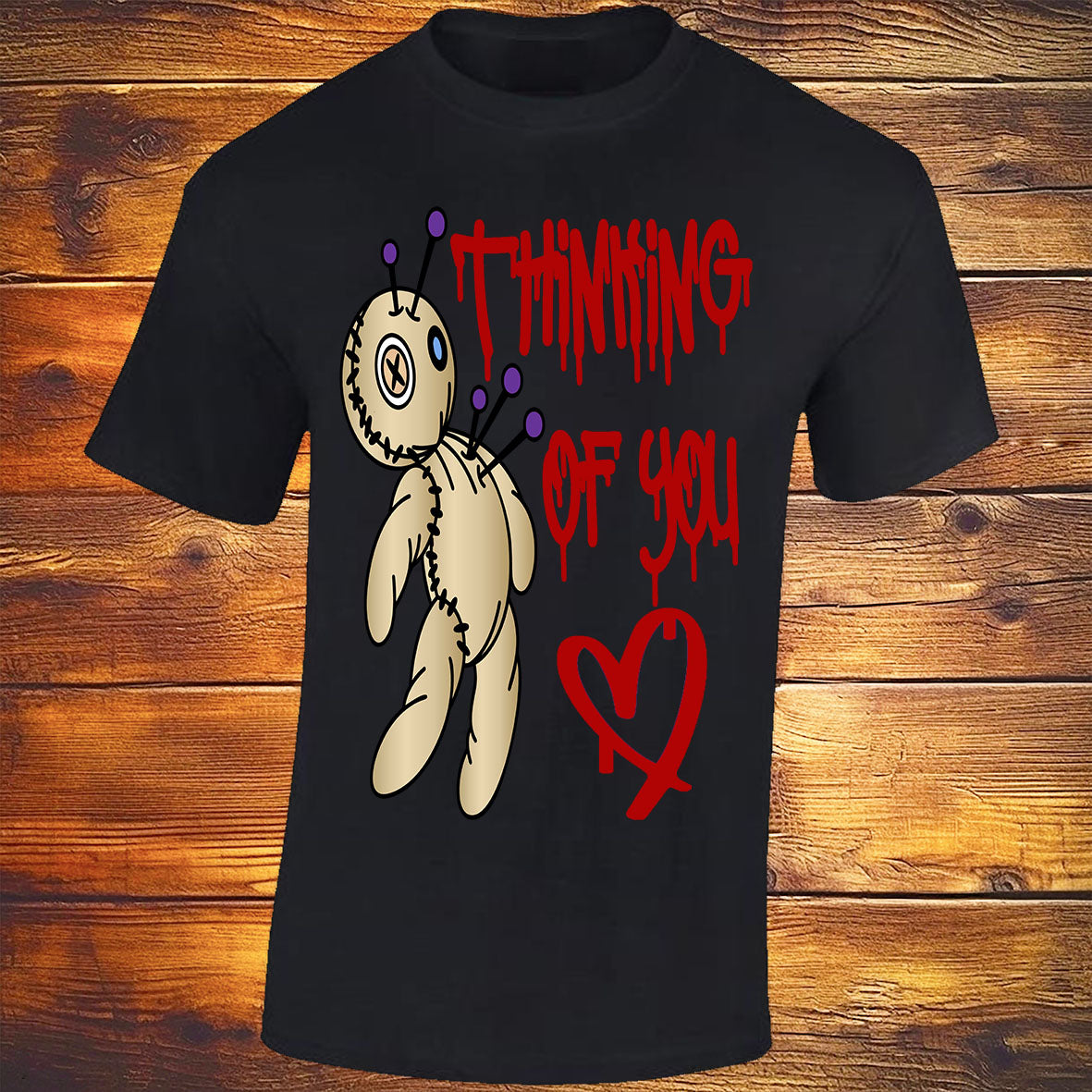 Thinking Of You Voodoo Doll - Black T-shirt