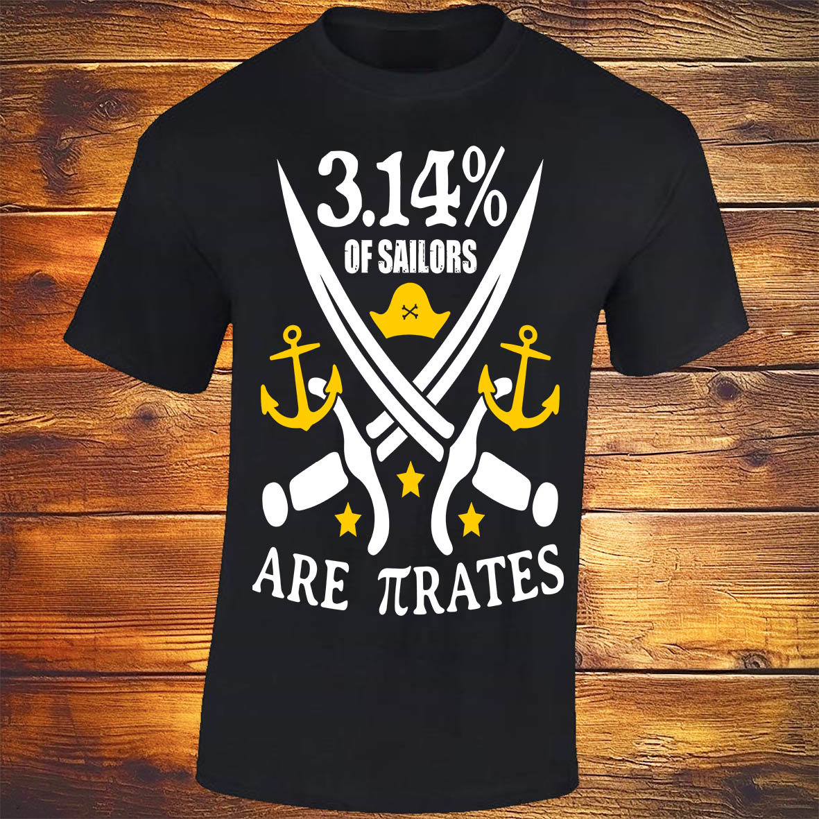 3.14% Of Sailors Are πrates - Black T-shirt