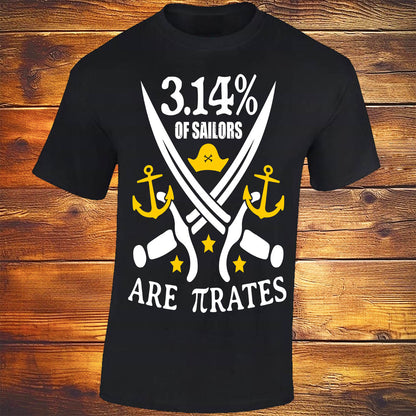 3.14% Of Sailors Are πrates - Black T-shirt