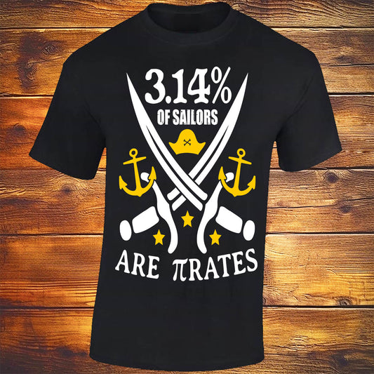 3.14% Of Sailors Are πrates - Black T-shirt
