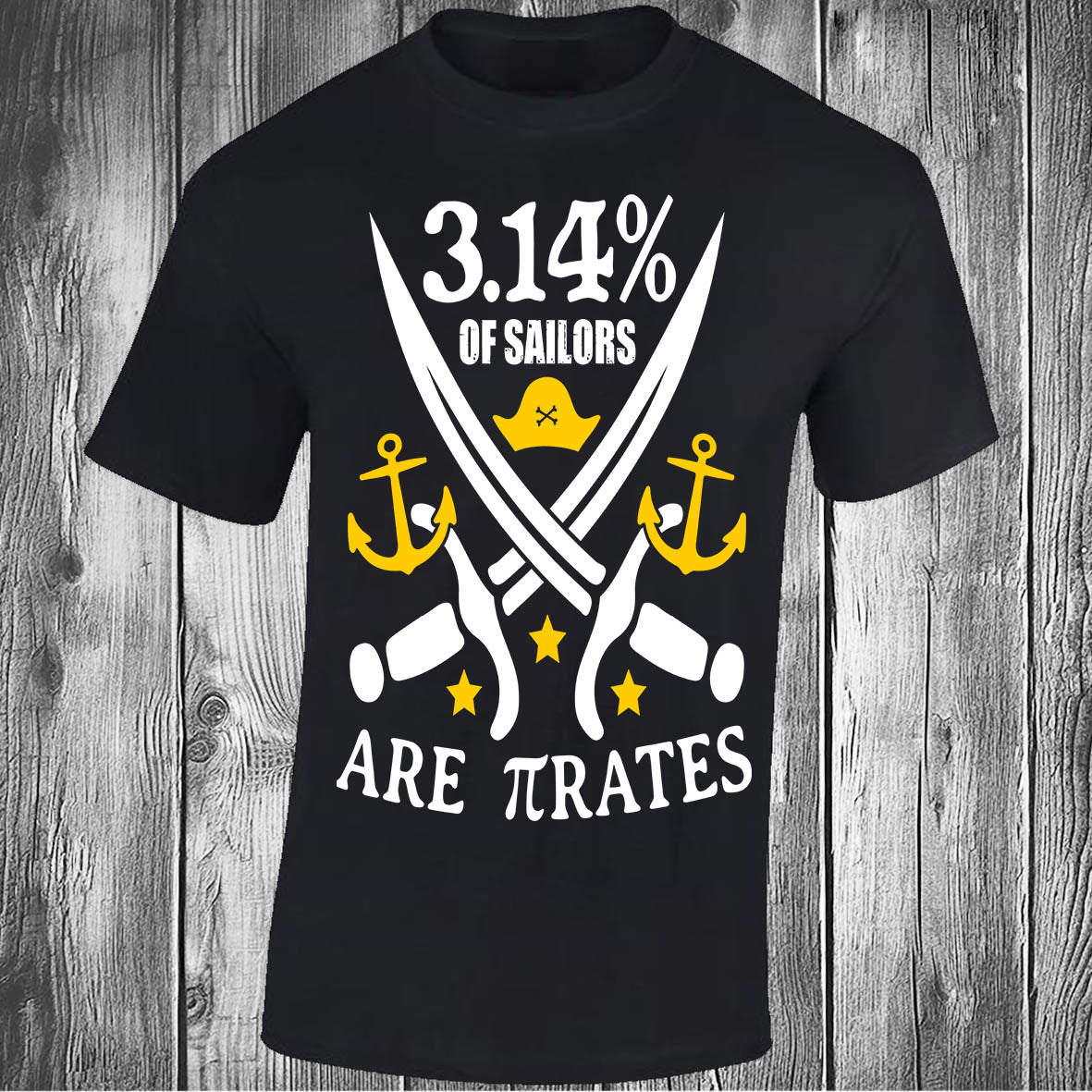 3.14% Of Sailors Are πrates - Black T-shirt