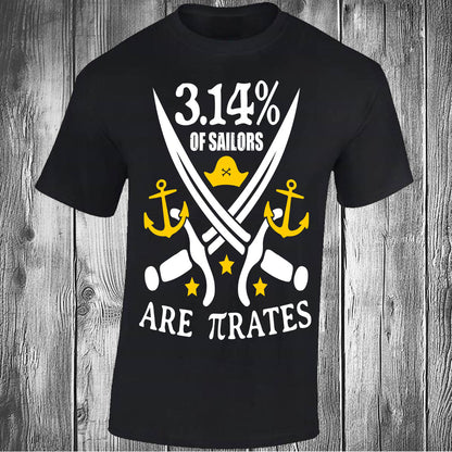 3.14% Of Sailors Are πrates - Black T-shirt