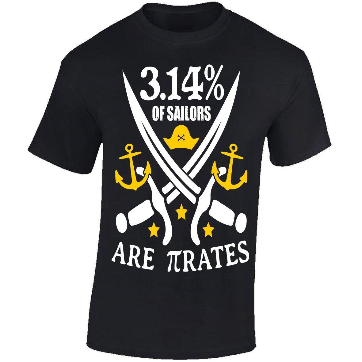 3.14% Of Sailors Are πrates - Black T-shirt