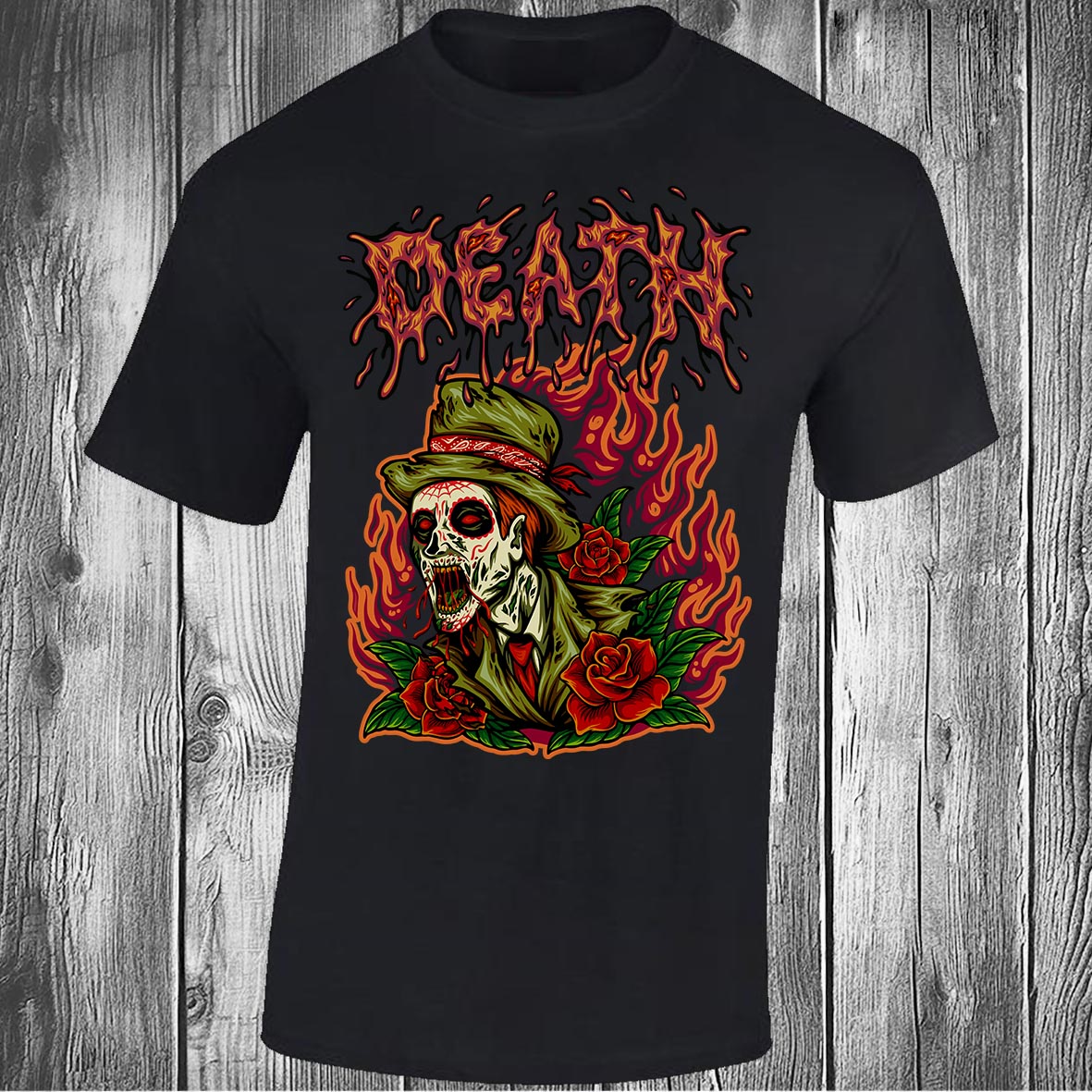 Well Dressed Death Zombie - Black T-shirt