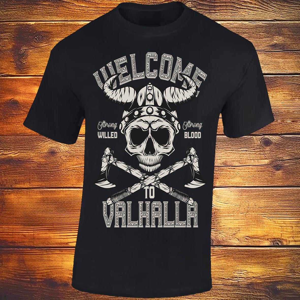 Welcome To Valhalla Skull - Black T-shirt