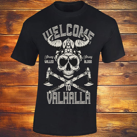 Welcome To Valhalla Skull - Black T-shirt