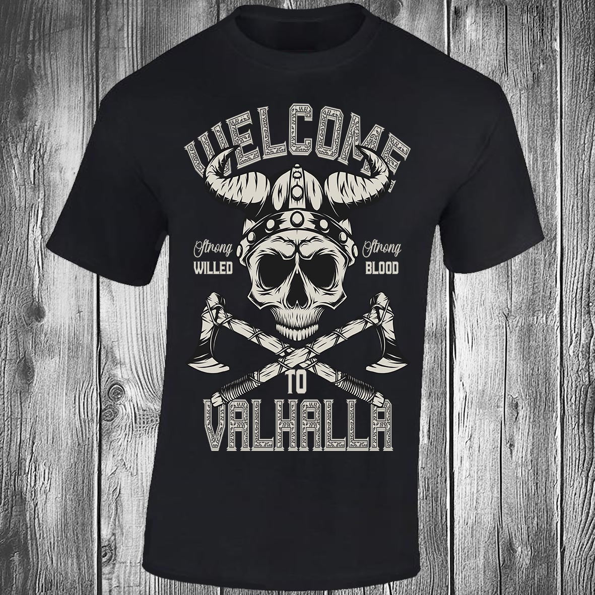 Welcome To Valhalla Skull - Black T-shirt